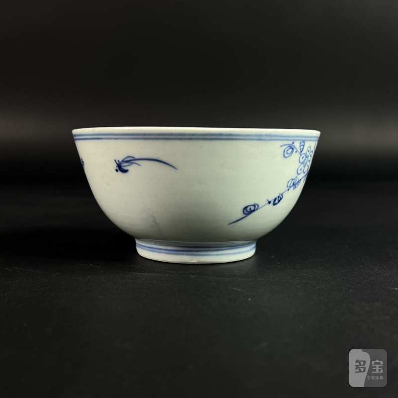 清嘉庆 青花淡描四季花卉纹碗 - 图3